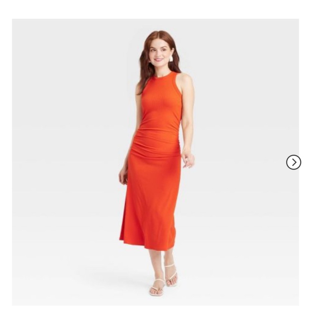 Women's Rib Knit Midi Bodycon Dress - A New Day in Red